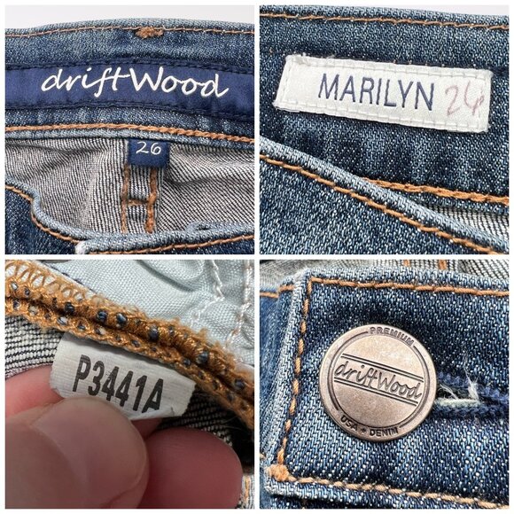 Driftwood Marilyn Jeans 26 Embroidered Floral Skinny Stretch Denim - Picture 3 of 8